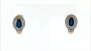 .90 ct. t.w. Sapphire and .16 ct. t.w. Diamond Drop Earrings in 14kt Yellow Gold