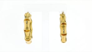 Italian Andiamo 14kt Yellow Gold Bamboo-Style Hoop Earrings. 1 1/4"