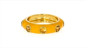 1.50 ct. t.w. Citrine and Yellow Enamel Ring in 18kt Gold Over Sterling