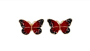 Italian Multicolored Enamel Butterfly Stud Earrings in 18kt Yellow Gold