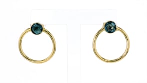 Italian 1.50 ct. t.w. London Blue Topaz Open-Circle Earrings in 14kt Yellow Gold