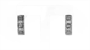 Diamond Oval Hoop Earrings in 14kt White Gold