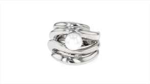 7-8mm Cultured Pearl Open-Space Ring in Sterling Silver