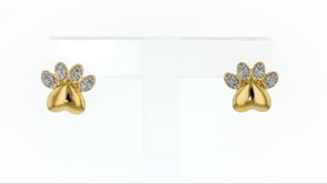 .10 ct. t.w. Diamond Paw Print Earrings in 18kt Gold Over Sterling