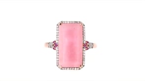 Pink Opal and .19 ct. t.w. Diamond Ring with Pink Sapphire Accents in 14kt Rose Gold