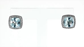 2.60 ct. t.w. Aquamarine and .20 ct. t.w. Diamond Earrings in 14kt White Gold