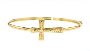 14kt Yellow Gold Sideways Cross Bangle Bracelet