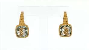 5.75 ct. t.w. Green Prasiolite Earrings in 18kt Gold Over Sterling