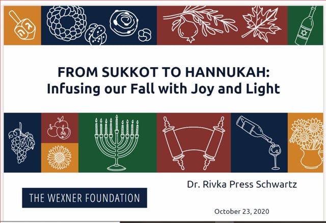 From Sukkot to Hannukah – Infusing our Fall with Joy and Light Session 2