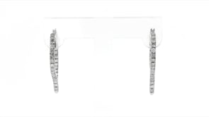 1.00 ct. t.w. Diamond Heart Hoop Earrings in Sterling Silver. 3/4"
