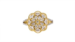 .25 ct. t.w. Diamond Openwork Floral Ring in 18kt Gold Over Sterling