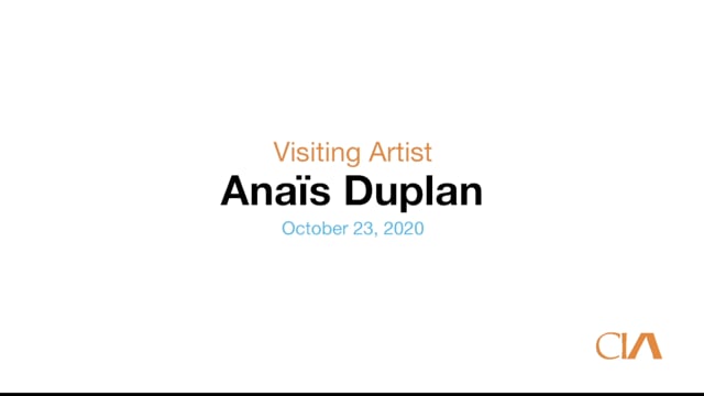 Visiting Artist: Anaïs Duplan 10.23.20