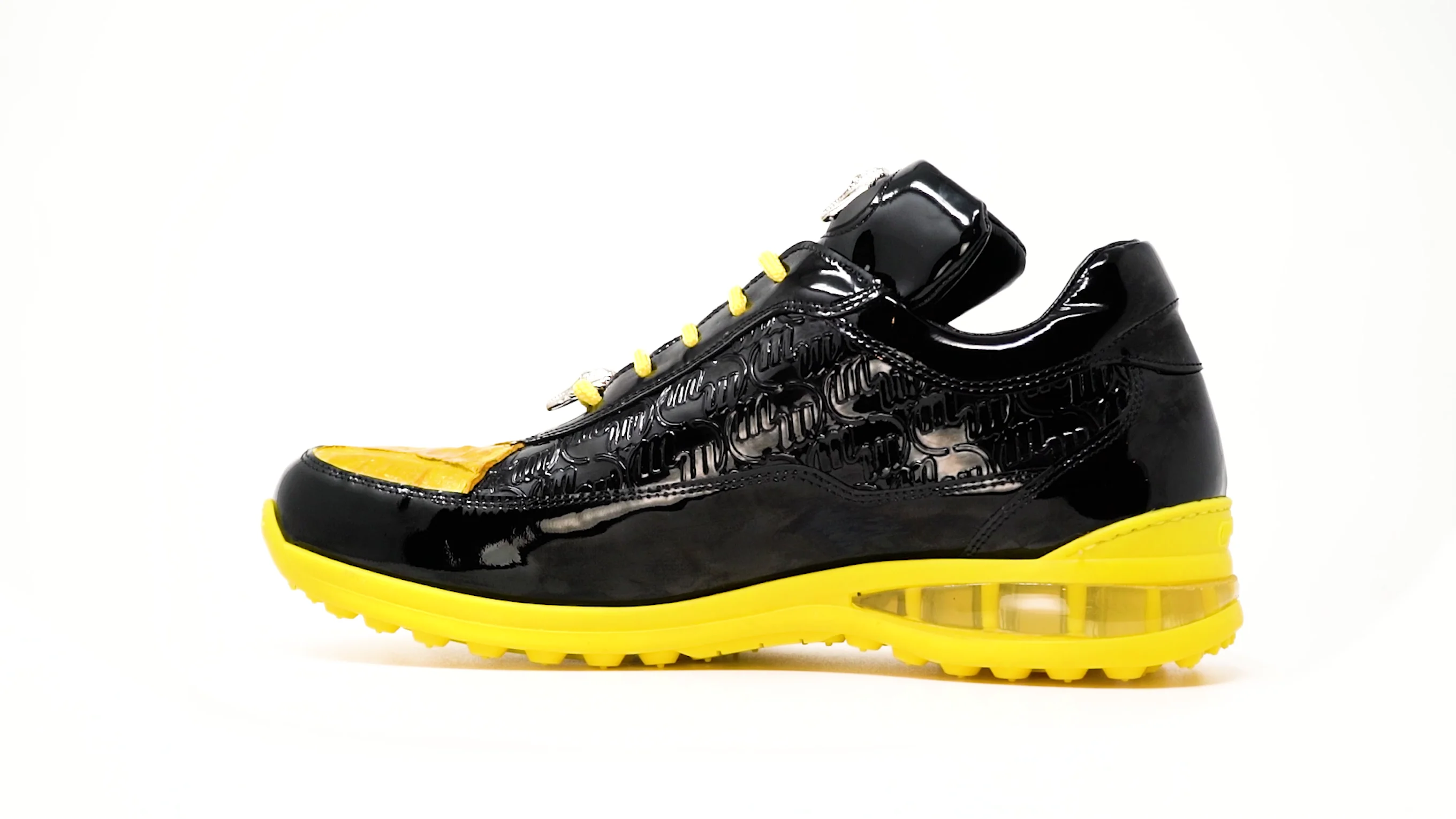 マニー Mauri 8900-2 Bubble Crocodile & Embossed Sneakers Black