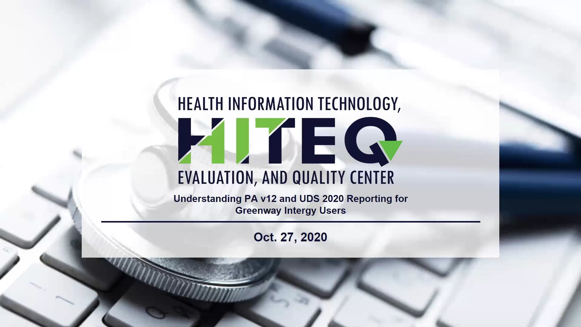 Greenway Intergy Understanding PA V12 And UDS 2020 Reporting For 