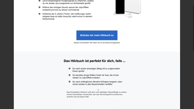 4. Die "perfekt für dich, falls" Sektion