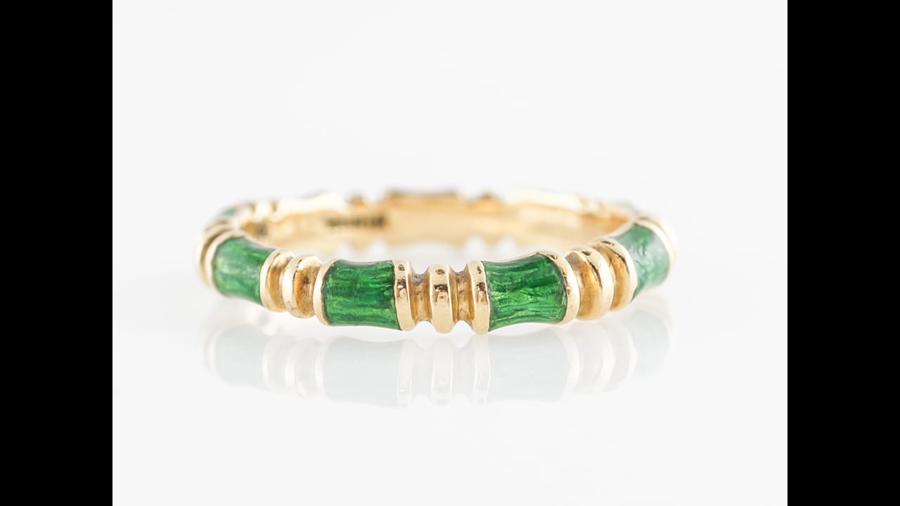 Tiffany and Co. Vintage Enamel Wedding Band in 18k Yellow Gold