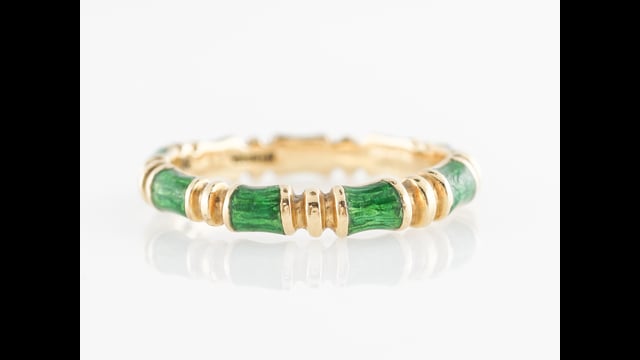 Tiffany and Co. Vintage Enamel Wedding Band in 18k Yellow Gold