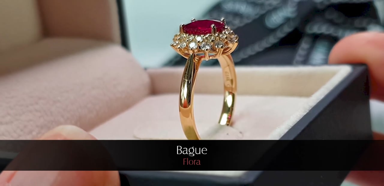 Anello Flora - Oro giallo, Diamanti e Rubi | Gemperles