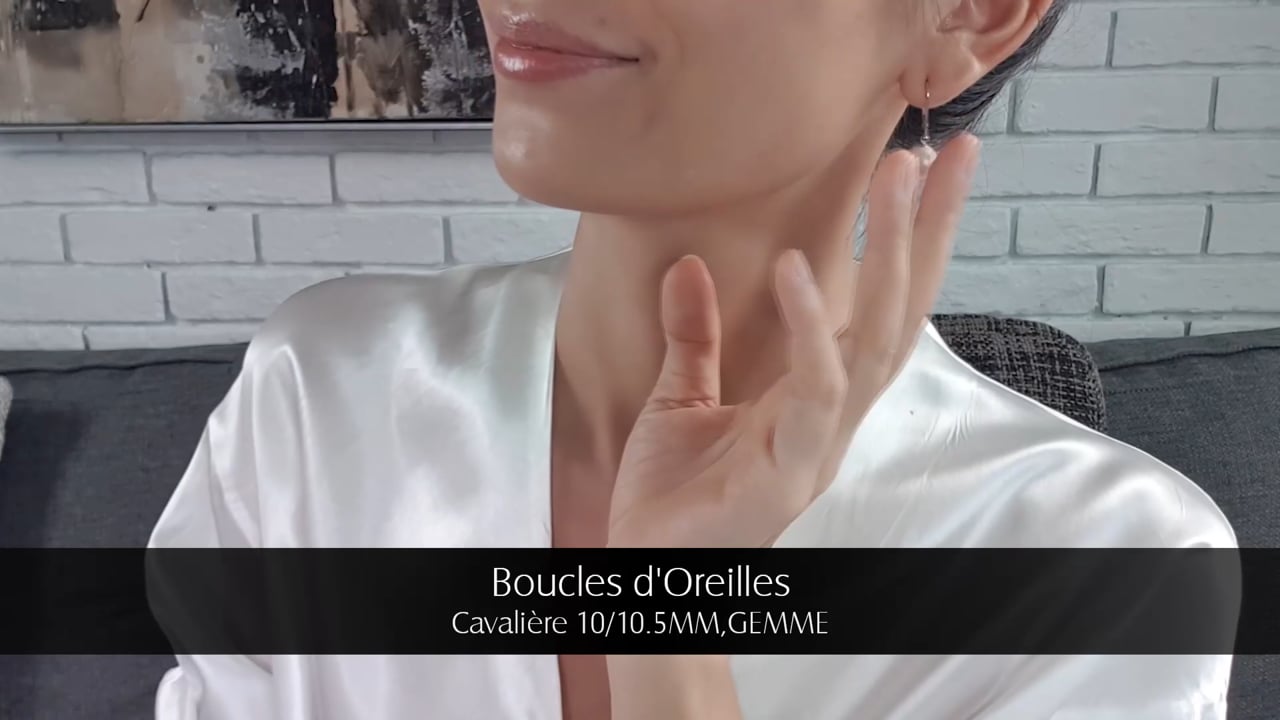 Orecchini Cavalière - Oro Bianco & Perle d'Acqua Dolce 10/10.5mm, GEMME | Gemperles