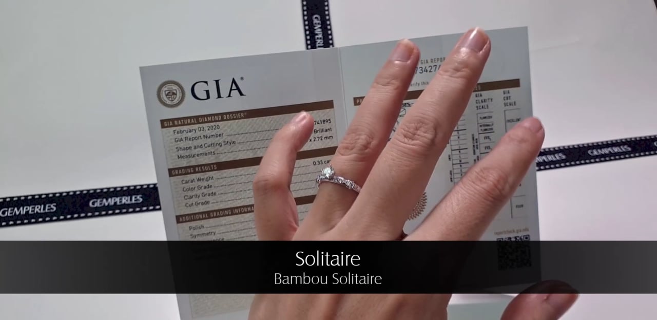 Bambù Solitario - Oro Bianco & Diamanti 0.32ct | Gemperles