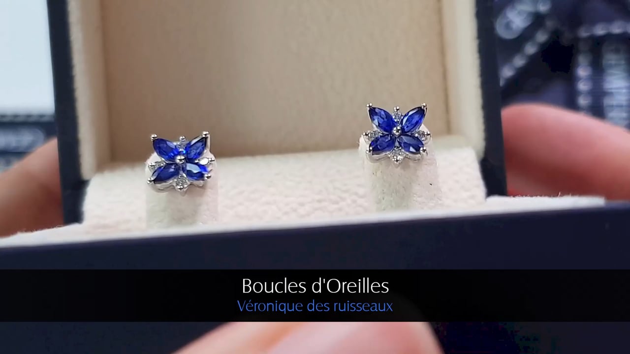 Orecchini Véronique des Ruisseaux, Oro Bianco, Diamanti & Zaffiri | Gemperles