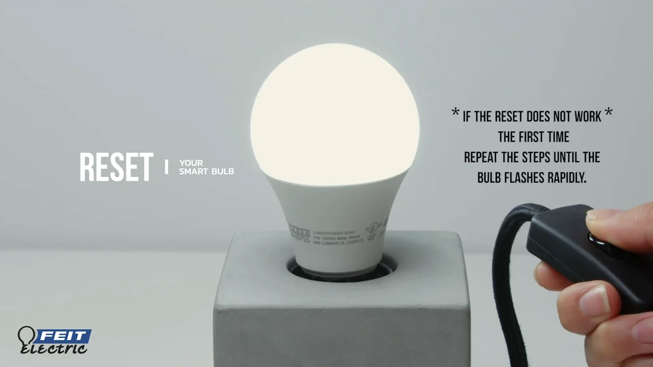 Instructions on how to reset the Feit Electric Smart Wi-Fi light bulbs on  Vimeo