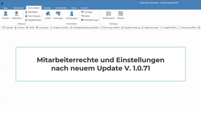 Mitarbeiterrechte nach Update V. 1.0.71