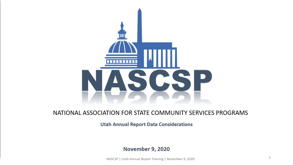 NASCSP Utah Annual Report Training Day 1 on Vimeo