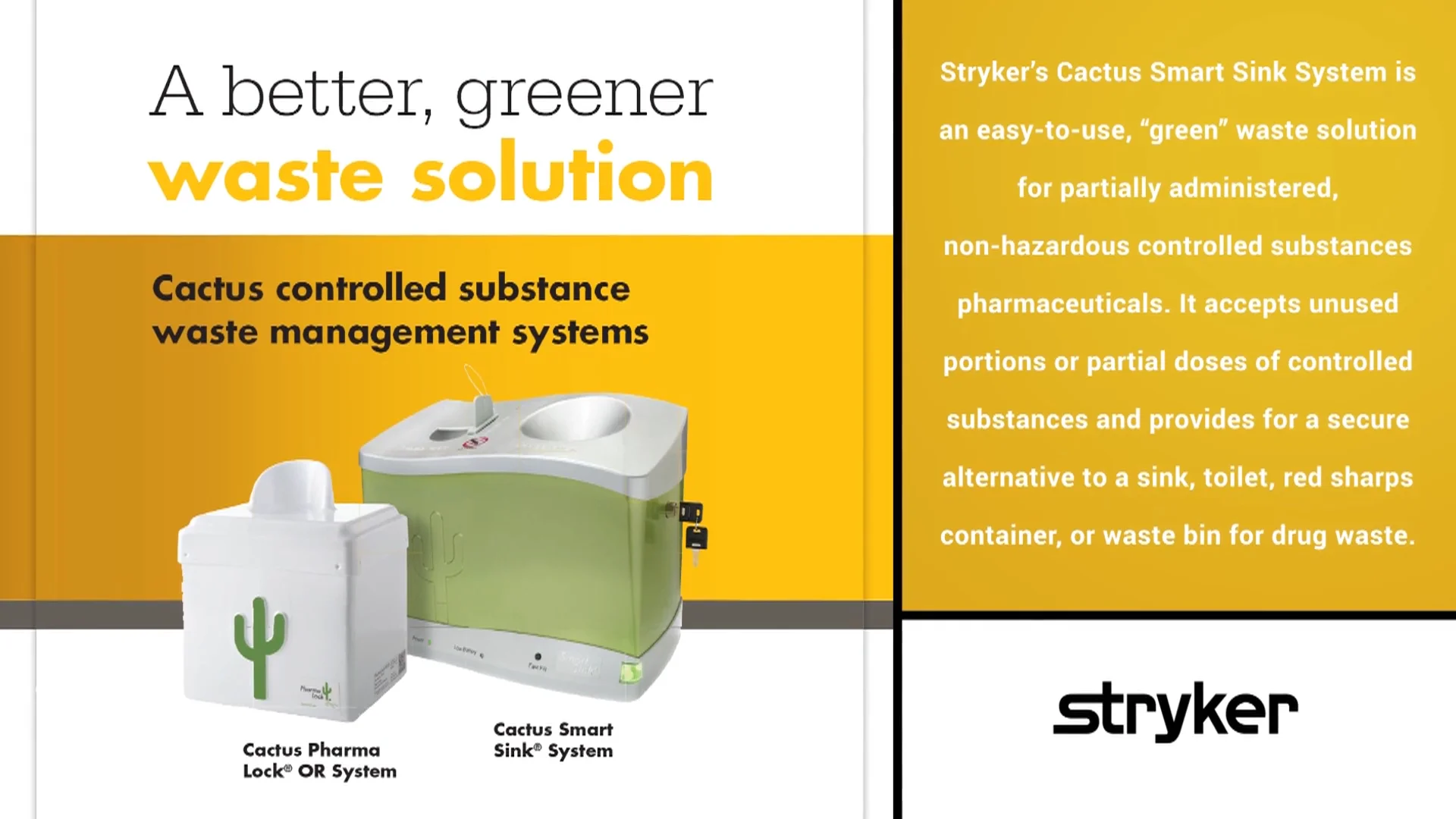 Waste Services - Stryker | Cactus Controlled Substance Waste Management  Systems | 20Ways Winter Hospital 2020