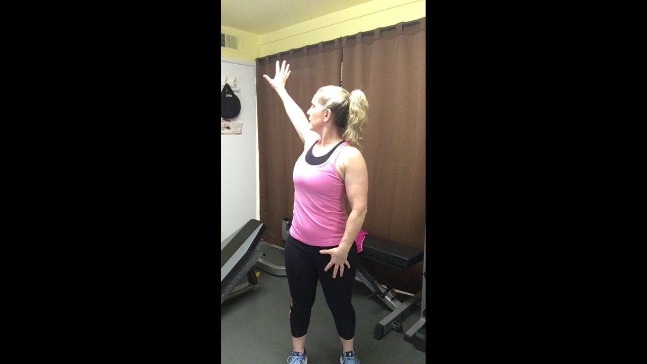 Functional conditioning-Diagonal overhead reach/external rotation