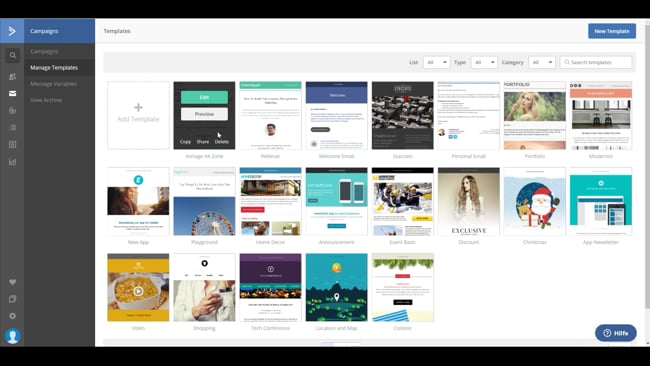 ActiveCampaign Kampagnen Übersicht