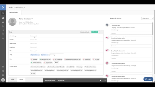 ActiveCampaign Kontakte
