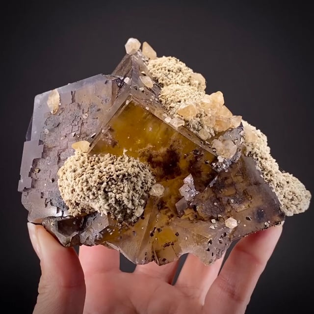 Fluorite with Baryte and Calcite