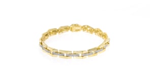 57 ct. t.w. Diamond Link Bar-Center Bracelet in 18kt Gold Over Sterling