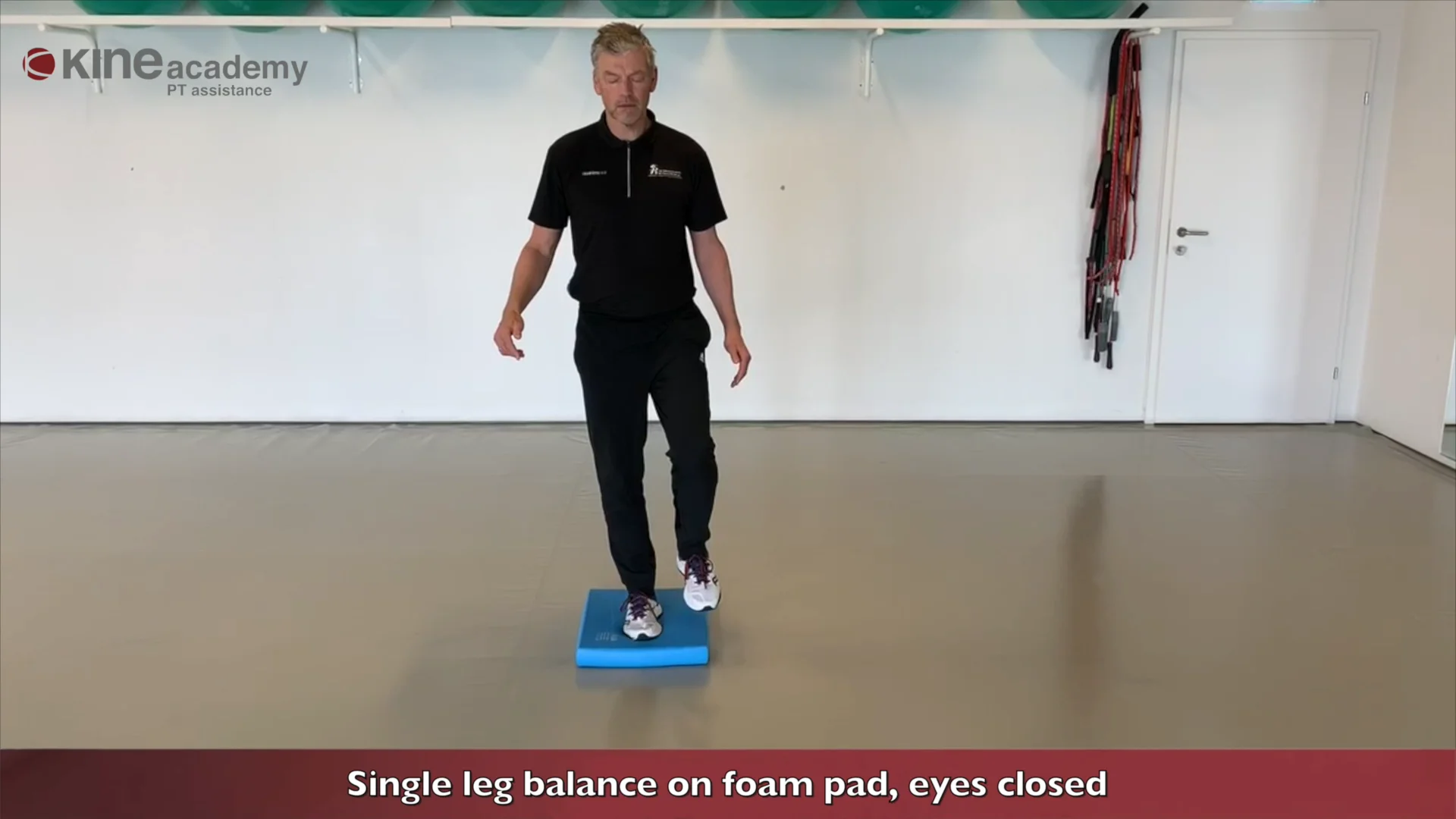 Single leg balance on foam pad eyes closed.mp4