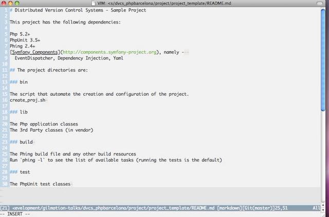 Vim with the fugitive plugin on Vimeo