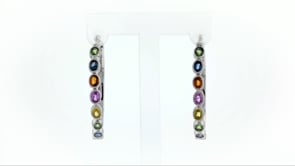 2.70 ct. t.w. Multicolored Sapphire Hoop Earrings in Sterling Silver