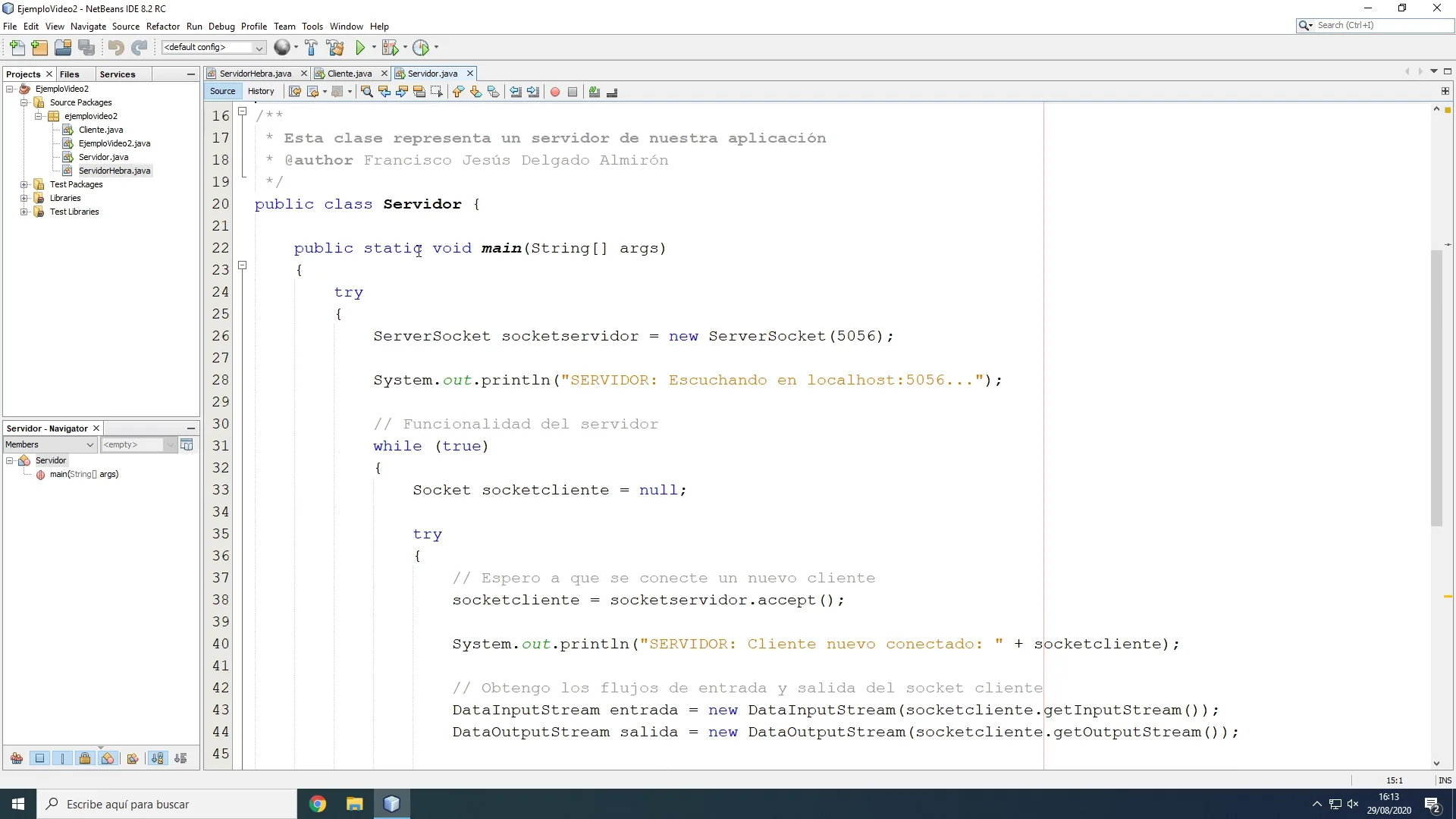 Ejemplo de sockets con hilos paso a paso on Vimeo