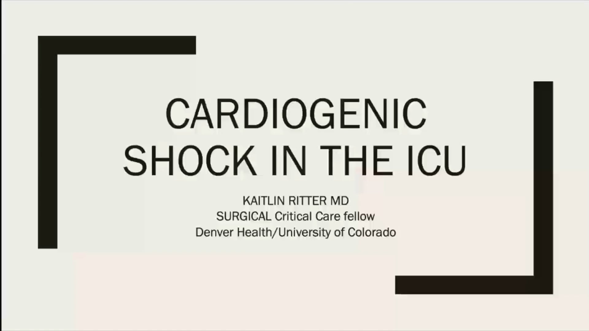 Management of Cardiogenic Shock