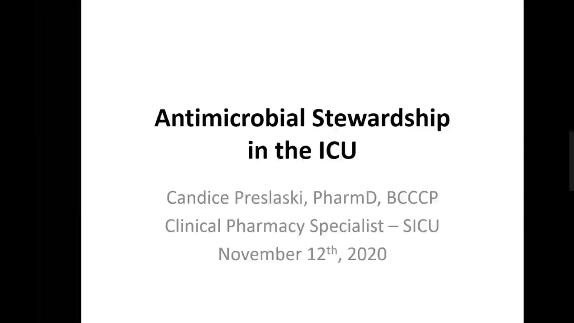 Antimicrobial Stewardship in the ICU