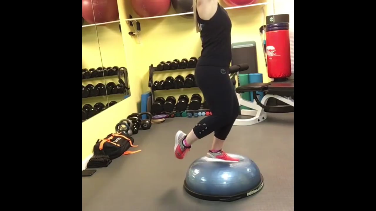 Athletic trainer system-Bosu Balance with Foot Tracing