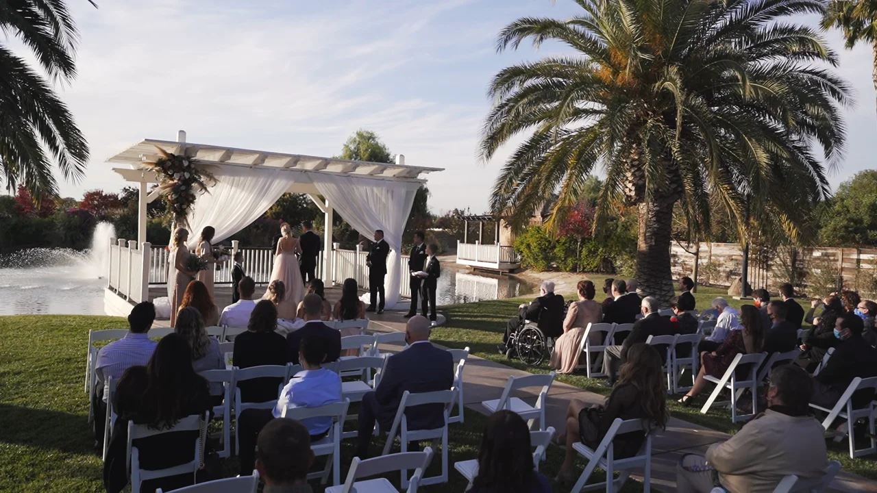 Three-camera live stream wedding film at One wireless camera operator and one streaming technician